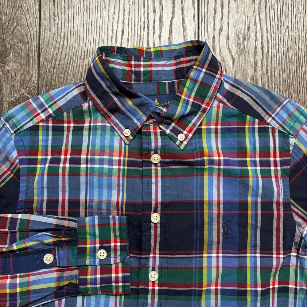 Ralph Lauren Kids Multi-Color Plaid Natural Stretch Button Down Shirt Size 8